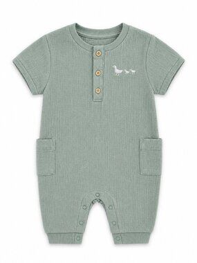 NWT Cloud Island Baby Boy Cotton Romper Sage Green Soft Summer Outfit